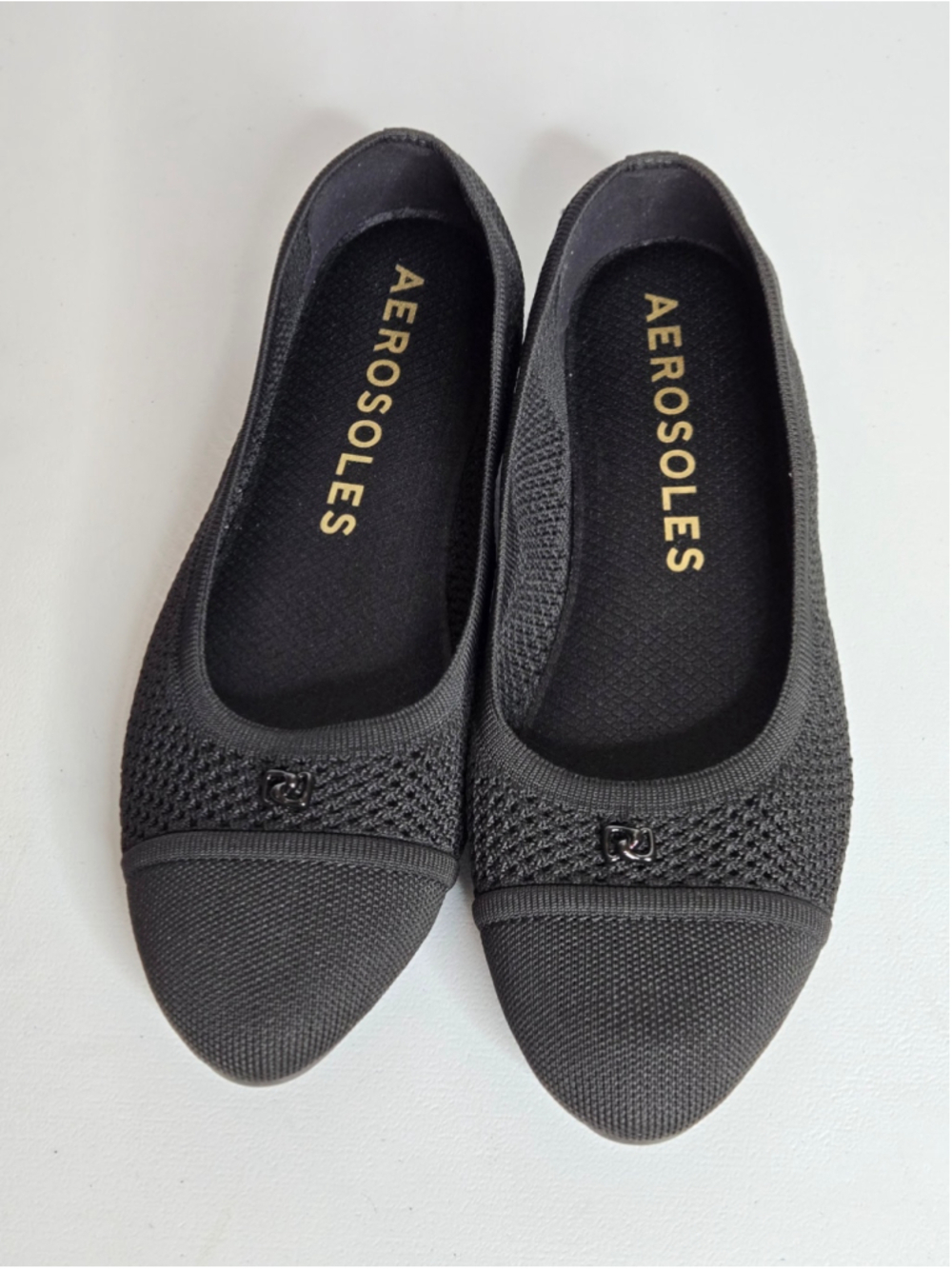 Aerosoles Women Annelie Black Knit Ballet Flats Slip-On Sz 12W - Picture 4 of 8